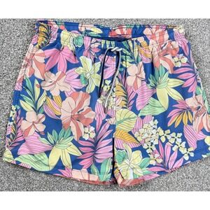 J McLaughlin Mens Large Blue Floral Swim Trunks Mesh Lined Beach Shorts